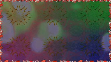 Raster illüstrasyonu. Hint süsü. Renkli süs kenarı. Yeşil ve kahverengi renklerde. Kusursuz desen. Çiçek duvar kağıdı.