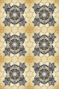 Damasko Dikişsiz desen yinelenen arka plan. Bej ve gri renkleri altın öğesinde. Antika altın yinelenebilir duvar kağıdı. Barok tarzı altın çiçek süsleme.