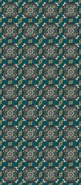 Süslü raster dekorasyonu. Barok tarzında duvar kağıdı tasarımı için kusursuz damaske deseni arkaplanı. Altın desenli gri, mavi ve yeşil altın elementlerle.