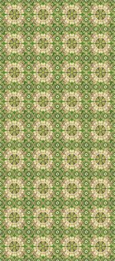 Yeşil, bej ve nötr renklerde desen. Kına dövmeli süs çiçekleri, altın çıkartmalar, mehndi ve yoga tasarımı, kartlar ve parmak izleri. Raster altın mehndi kusursuz desen.