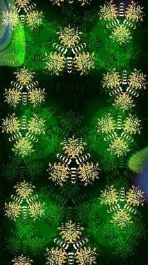 Yeşil ve mavi renkte çiçekler. Raster illüstrasyonunda çiçek deseni çizimi.