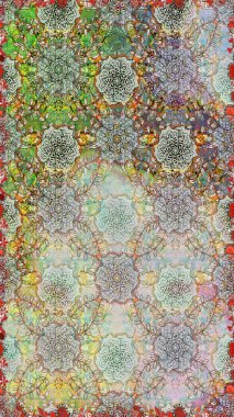 Halk tarzı. Parlak renkli çiçeklerle ve gri ve nötr renklerde yapraklarla şaşırtıcı, pürüzsüz çiçek deseni. Moda baskıları için zarif bir şablon. Modern çiçek arkaplanı.