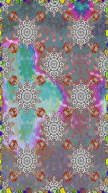 El çizimi çiçekli, pürüzsüz bir desen. Tekstil, kumaş, ambalaj, hatıra defteri için hoş bir çiçek arkaplanı. Çocuksu tasarım. Gri ve nötr arkaplanda.