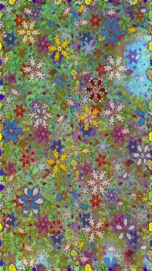 Suluboya çizimi. El çizimi. Çiçeklerle kusursuz desen. Yeşil ve nötr renkte çiçekler.