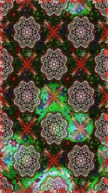 Raster illüstrasyonunda kusursuz çiçek deseni. Güzel kumaş deseni. Raster illüstrasyonu. Gri ve yeşil renklerde.