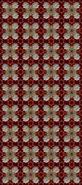 Paisleys zarif çiçek desenli arkaplan duvar kâğıdı çizimi. Güzel, modaya uygun, modern, üç boyutlu sanat eseri. Altın ve gri, kırmızı ve kahverengi desenli çiçek yaprakları ve süslemeleri..