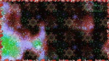 Raster illüstrasyonu. Siyah ve kahverengi renklerde. Siyah ve kahverengi renkli siyah ve kahverengi papatya deseni.