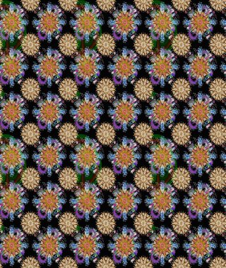 Raster hisseleri. Suluboya, elle çizilmiş. Siyah ve kahverengi çiçekler. Kusursuz arkaplan deseni.