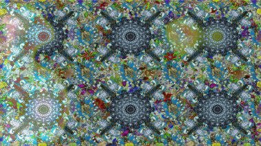 Mavi ve nötr renklerde. Raster illüstrasyonunda kusursuz çiçek deseni. Güzel kumaş deseni. Raster illüstrasyonu.