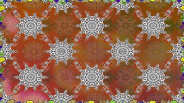 Kahverengi renklerde bahar çiçekleri. Raster illüstrasyonu. Raster deseni. Patlayan çiçekler soyut yerleştirilmiş.