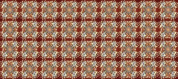 Kırmızı, kahverengi ve bej renklerdeki altın desenli altın elementler. Lüks, kraliyet ve Viktorya dönemi konsepti. Süslü dekorasyon. Raster klasik barok çiçeksiz altın desenli..