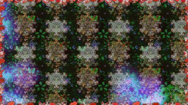 Raster. Gri ve kahverengi renkte güzel çiçekler, suluboya çiçek desenleri, duvar kağıdı, kart veya kumaş için fayanslı desenler..