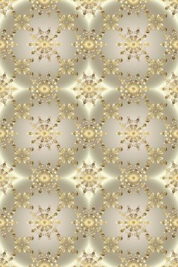 Tarafsız, bej ve gri renklerde altın elementlerle klasik, pürüzsüz desen. Noel 2019, kar tanesi, yeni yıl.
