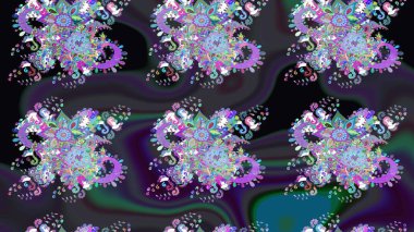 Düz Çiçek Elementleri Tasarımı. Çiçeksel fantezi tasarımı ve parlak bir arka plan çizimi. Renkli Bahar Teması çizim şablonu.