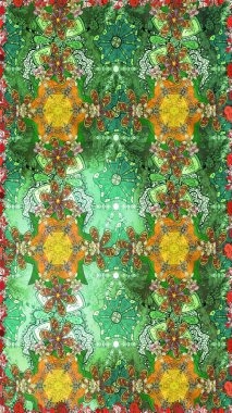 Raster Illustrasyon 'daki Çiçek Deseni' nin son moda çizimi. Renkli Yaz Temalı eskiz kalıbı. Yeşil ve nötr renklerde çiçekler. Düz Çiçek Elementleri Tasarımı.