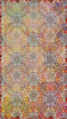 Bahar çiçekleri dallı desen, bej renklerde ve çiçek siluetiyle nötr renkler. Raster deseni.