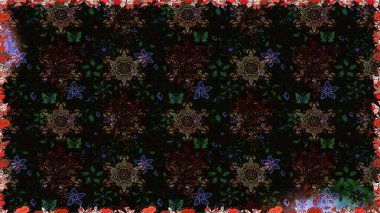 Raster illüstrasyonu. Siyah ve gri renkli şirin çiçekler. Küçük çiçekli basit, dikişsiz desen. Moda baskısı, albüm, ambalaj kağıdı, duvar kağıdı için zarif dekoratif süslemeler..