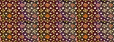 Güzel kumaş deseni. Düz Çiçek Elementleri Tasarımı. Karalama çiçeği. Zentangle soyut çiçekleri. Renkli Bahar Temalı Kusursuz Arkaplan. Raster illüstrasyonu.