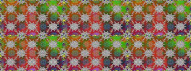 Raster illüstrasyonunda kusursuz çiçek deseni. Düz Çiçek Elementleri Tasarımı. Kahverengi renkli çiçekler. Renkli Bahar Teması Kusursuz Arkaplan.