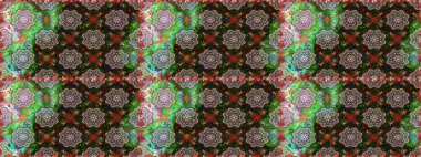 Kusursuz çiçek deseni. Asya tekstil tarzında. Düz Çiçek Elementleri Tasarımı. Renkli Bahar Temalı Kusursuz Arkaplan. Raster illüstrasyonu. Gri renkli çiçekler.