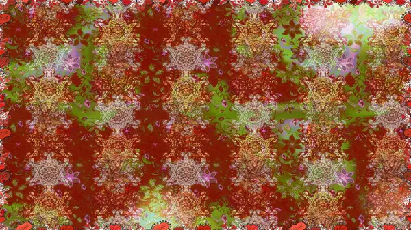 Raster illüstrasyonu. Kahverengi ve kırmızı renkte çiçekler. Kusursuz çiçek deseni duvar kağıdı için kullanılabilir.