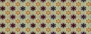 Kumaş, tekstil, duvar kağıdı baskısı için. Eski usul. Raster illüstrasyonu. Eskiz geçmişi. Renkli desenli eskiz deseni, gri ve nötr çiçekler ve dekoratif elementlerle.