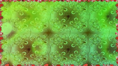 Doğa. Raster deseni. - yeşil ve kahverengi çiçekler. Çiçek kolajı. Çiçek kompozisyonu. Çiçek arkaplan. Küçük çiçekte güzel desen var..