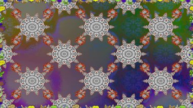 Çiçekli karalama şeklinde Raster çiçek deseni. Gri ve kahverengi renkli çiçekler. Nazik, sevimli çiçek arkaplanı..