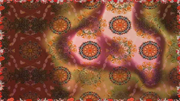 Suluboya tarzında kahverengi ve turuncu renklerde. Küçük çiçekli kusursuz yay deseni. Raster illüstrasyonu.