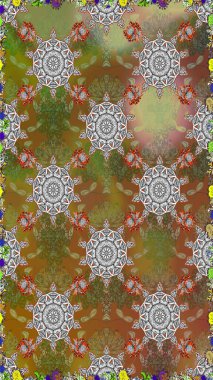 Çiçekler, suluboya ile sorunsuz çiçek desenli. Raster desen. Fantezi kumaş deseni.