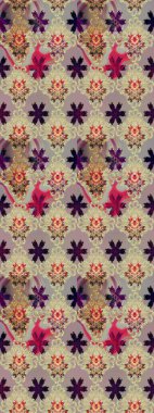 Raster deseni. Bahar çiçekleriyle desen dalla, bej renklerle çiçek siluetiyle.