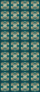 Noel, kar tanesi, yeni yıl 2019. Altın elementlerle bej, mavi ve yeşil renklerde kusursuz klasik desen.