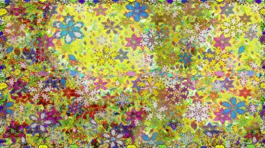 Çiçek kolajı. Çiçek kompozisyonu. Raster deseni. Doğa. - sarı ve tarafsız çiçekler. Küçük çiçekte güzel bir desen var. Çiçek arka planı.