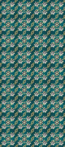 Kusursuz raster arka plan. Duvar kâğıdı barok, İspanyol kumaşı. Mavi, gri ve yeşil renklerde grafiksel modern kusursuz desen. Kusursuz çiçek deseni.