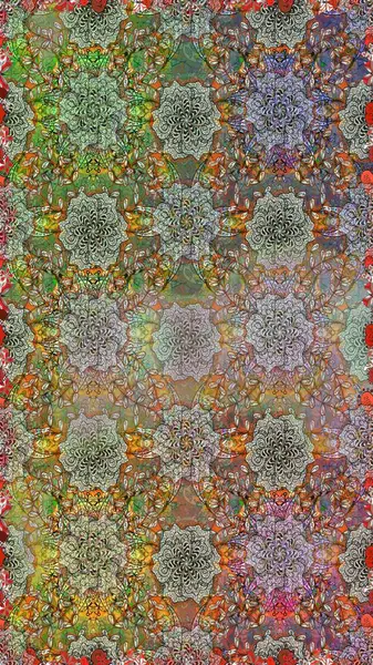 Raster illüstrasyonunda kusursuz çiçek deseni. Gri ve kahverengi renkte çiçekler.