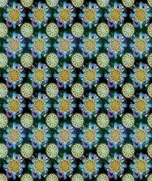 Kusursuz çiçek deseni. Asya tekstil tarzında. Güzel kumaş deseni. Düz Çiçek Elementleri Tasarımı. Raster illüstrasyonu. Renkli Bahar Teması Kusursuz Arkaplan.