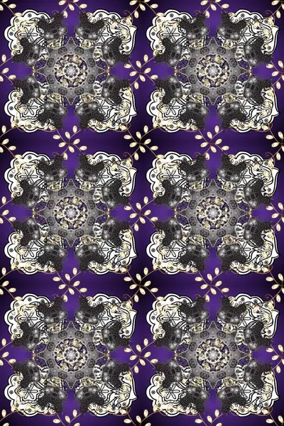 El yapımı dekoratif çerçeve, albüm kapağı, tebrik kartı, klasik Art deco tarzı. Altın karalama fantezi yapraklarından Raster soyut çiçek çelengi ve gri, mor ve beyaz renkte çiçek.