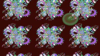 Parlak renkli çiçekleri ve kahverengi renkli yaprakları olan harika bir çiçek deseni. Moda baskıları için zarif bir şablon. Halk tarzı. Modern çiçek arkaplanı.