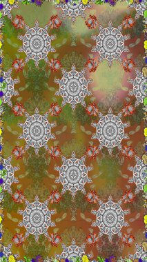 Çiçekler, suluboya ile sorunsuz çiçek desenli. Raster desen. Fantezi kumaş deseni.