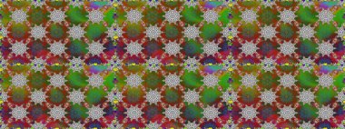 Kusursuz bir arka plan modeli. Raster - stok. Yeşil ve kahverengi renkli vadi çiçekleri. Suluboya, elle çizilmiş.