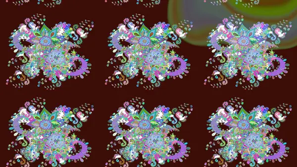 Raster illüstrasyonundaki çiçek desenli çizim. Suluboya tarzında kahverengi renkte çiçekler.