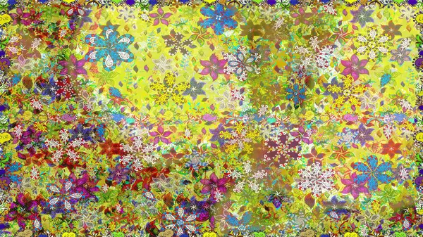 Çiçek kolajı. Çiçek kompozisyonu. Raster deseni. Doğa. - sarı ve tarafsız çiçekler. Küçük çiçekte güzel bir desen var. Çiçek arka planı.