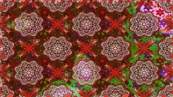 Düz Çiçek Elementleri Tasarımı. Güzel kumaş deseni. Renkli Bahar Temalı Kusursuz Arkaplan. Raster illüstrasyonunda kusursuz çiçek deseni.