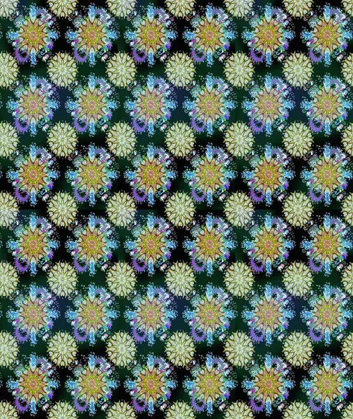 Kusursuz çiçek deseni. Asya tekstil tarzında. Güzel kumaş deseni. Düz Çiçek Elementleri Tasarımı. Raster illüstrasyonu. Renkli Bahar Teması Kusursuz Arkaplan.