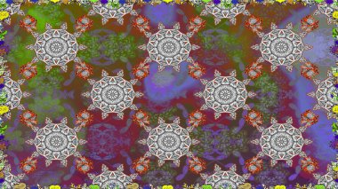 Raster illüstrasyonu. Güzel kumaş deseni. Güzel karalama çiçekleri olan kusursuz çiçek desenleri. Küçük çiçekte sevimli çiçek deseni var..