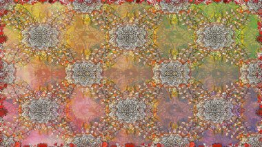 Çiçek buketleriyle klasik tarzda kusursuz desenler. Raster illüstrasyonu. Kahverengi ve bej renklerde.