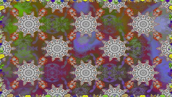 Raster illüstrasyonu. Güzel kumaş deseni. Güzel karalama çiçekleri olan kusursuz çiçek desenleri. Küçük çiçekte sevimli çiçek deseni var..