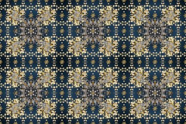 Klasik klasik klasik arka plan. Kusursuz klasik raster mavisi, gri, bej ve altın desenli. Geleneksel oryantasyon süsü.