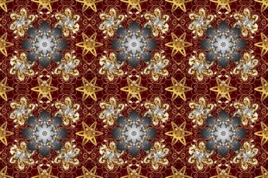 Süslü raster dekorasyonu. Klasik barok çiçekli, bej, kırmızı ve kahverengi üzerine altın desenli. Bej, kırmızı ve kahverengi renklerde altın element. Lüks, kraliyet ve Viktorya dönemi konsepti.