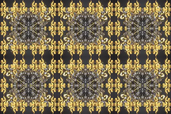 Kusursuz ahşap oyma. Klasik mobilya tarzı. Sarı, kahverengi ve gri arkaplan altın kaplamalı. Oyma. Sarı, kahverengi ve gri renklerde altın elementlerle desen. Küçük alan derinliği.